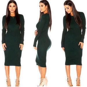 Naked Wardrobe Bottle Green Dress